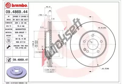 BREMBO Brzdov kotou COATED DISC LINE - 284 mm BRE 09.4869.41, 09.4869.41