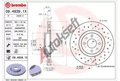 BREMBO Brzdov kotou XTRA LINE - 284 mm BRE 09.4939.1X, 09.4939.1X