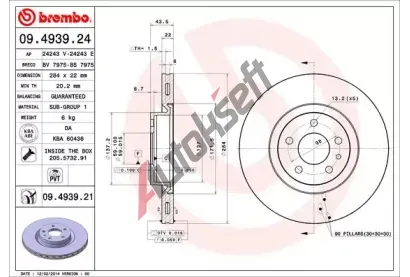 BREMBO Brzdov kotou COATED DISC LINE - 284 mm BRE 09.4939.21, 09.4939.21