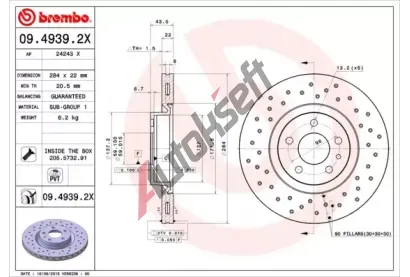 BREMBO Brzdov kotou XTRA LINE - 284 mm BRE 09.4939.2X, 09.4939.2X