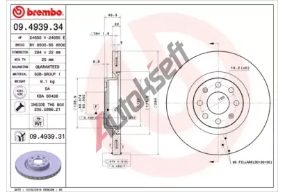 BREMBO Brzdov kotou COATED DISC LINE - 284 mm BRE 09.4939.31, 09.4939.31