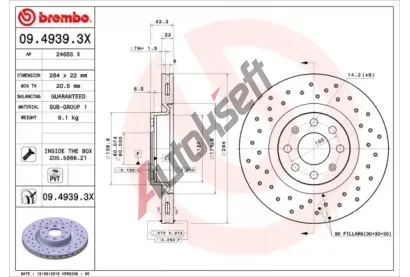 BREMBO Brzdov kotou XTRA LINE - 284 mm BRE 09.4939.3X, 09.4939.3X