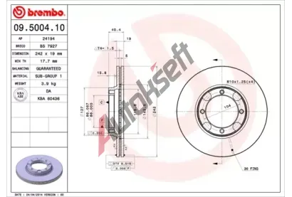 BREMBO Brzdov kotou - 242 mm BRE 09.5004.10, 09.5004.10