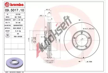BREMBO Brzdov kotou - 257 mm BRE 09.5017.10, 09.5017.10