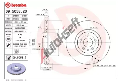 BREMBO Brzdov kotou COATED DISC LINE - 284 mm BRE 09.5058.21, 09.5058.21