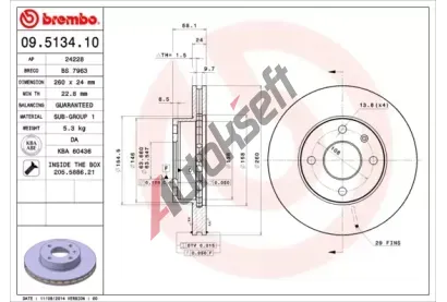 BREMBO Brzdov kotou - 260 mm BRE 09.5134.10, 09.5134.10