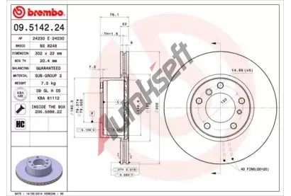 BREMBO Brzdov kotou - 302 mm BRE 09.5142.24, 09.5142.24