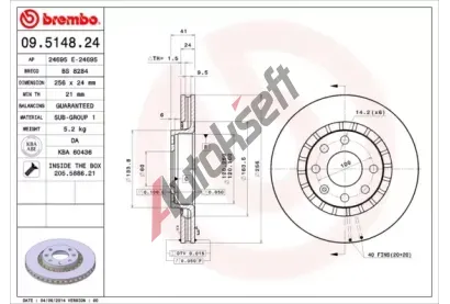 BREMBO Brzdov kotou - 256 mm BRE 09.5148.24, 09.5148.24