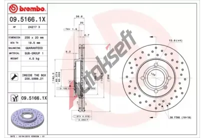 BREMBO Brzdov kotou XTRA LINE - 256 mm BRE 09.5166.1X, 09.5166.1X