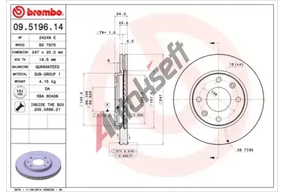 BREMBO Brzdov kotou COATED DISC LINE - 247 mm BRE 09.5196.11, 09.5196.11