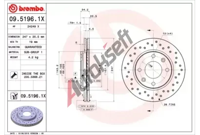 BREMBO Brzdov kotou XTRA LINE - 247 mm BRE 09.5196.1X, 09.5196.1X