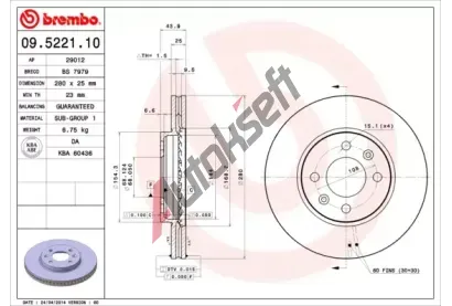BREMBO Brzdov kotou - 280 mm BRE 09.5221.10, 09.5221.10