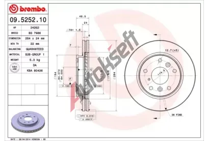 BREMBO Brzdov kotou - 264 mm BRE 09.5252.10, 09.5252.10