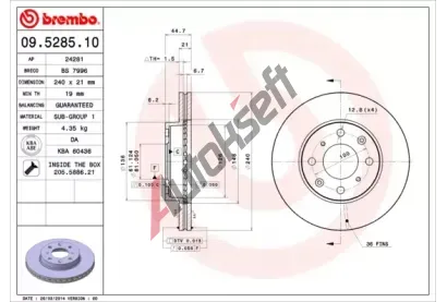 BREMBO Brzdov kotou COATED DISC LINE - 240 mm BRE 09.5285.11, 09.5285.11