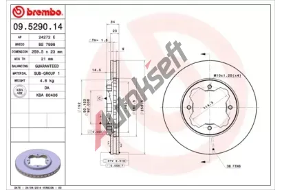 BREMBO Brzdov kotou - 259 mm BRE 09.5290.14, 09.5290.14