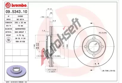 BREMBO Brzdov kotou - 256 mm BRE 09.5343.10, 09.5343.10