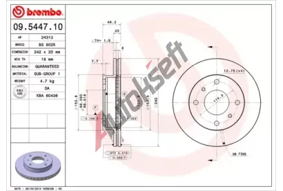 BREMBO Brzdov kotou - 242 mm BRE 09.5447.10, 09.5447.10