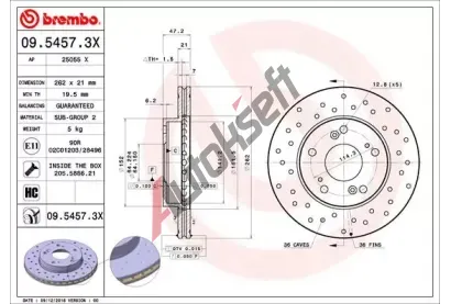 BREMBO Brzdov kotou XTRA LINE - 262 mm BRE 09.5457.3X, 09.5457.3X
