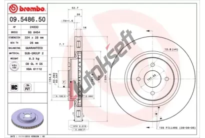 BREMBO Brzdov kotou - 324 mm BRE 09.5486.50, 09.5486.50