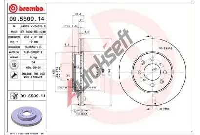 BREMBO Brzdov kotou - 262 mm BRE 09.5509.11, 09.5509.11