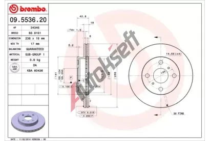 BREMBO Brzdov kotou - 238 mm BRE 09.5536.20, 09.5536.20