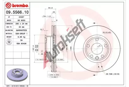 BREMBO Brzdov kotou - 280 mm BRE 09.5566.10, 09.5566.10