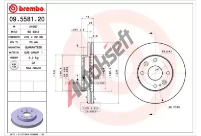 BREMBO Brzdov kotou - 235 mm BRE 09.5581.20, 09.5581.20