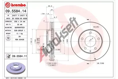 BREMBO Brzdov kotou COATED DISC LINE - 258 mm BRE 09.5584.11, 09.5584.11