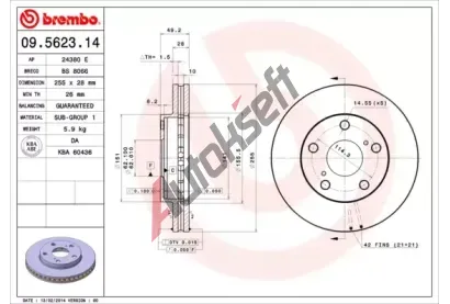 BREMBO Brzdov kotou - 255 mm BRE 09.5623.14, 09.5623.14