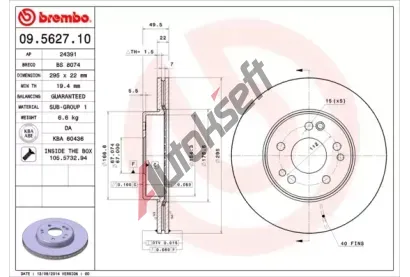 BREMBO Brzdov kotou - 295 mm BRE 09.5627.10, 09.5627.10