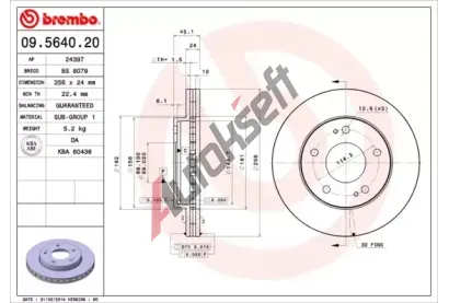 BREMBO Brzdov kotou - 256 mm BRE 09.5640.20, 09.5640.20