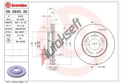 BREMBO Brzdov kotou - 256 mm BRE 09.5640.30, 09.5640.30