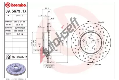 BREMBO Brzdov kotou XTRA LINE - 260 mm BRE 09.5673.1X, 09.5673.1X
