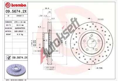 BREMBO Brzdov kotou XTRA LINE - 276 mm BRE 09.5674.2X, 09.5674.2X
