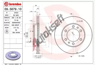 BREMBO Brzdov kotou - 302 mm BRE 09.5679.10, 09.5679.10