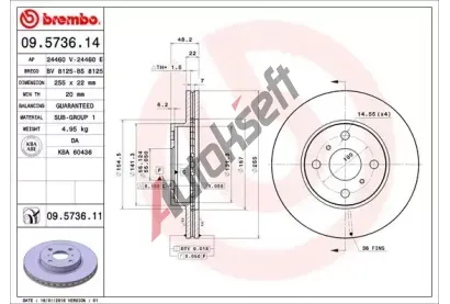 BREMBO Brzdov kotou COATED DISC LINE - 255 mm BRE 09.5736.11, 09.5736.11