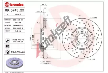 BREMBO Brzdov kotou XTRA LINE - 288 mm BRE 09.5745.2X, 09.5745.2X