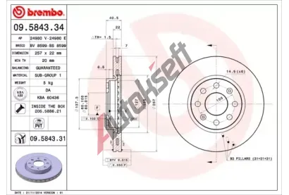 BREMBO Brzdov kotou - 257 mm BRE 09.5843.34, 09.5843.34