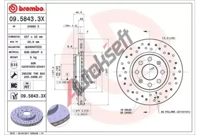 BREMBO Brzdov kotou XTRA LINE - 257 mm BRE 09.5843.3X, 09.5843.3X