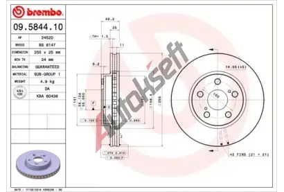 BREMBO Brzdov kotou - 255 mm BRE 09.5844.10, 09.5844.10