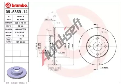 BREMBO Brzdov kotou - 235 mm BRE 09.5869.14, 09.5869.14