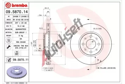 BREMBO Brzdov kotou COATED DISC LINE - 257 mm BRE 09.5870.11, 09.5870.11