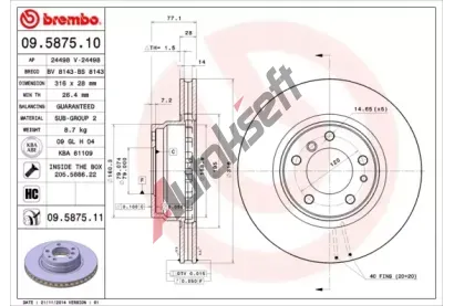 BREMBO Brzdov kotou COATED DISC LINE - 316 mm BRE 09.5875.11, 09.5875.11
