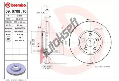 BREMBO Brzdov kotou - 275 mm BRE 09.6708.10, 09.6708.10
