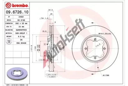 BREMBO Brzdov kotou - 282 mm BRE 09.6726.10, 09.6726.10