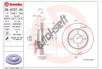 BREMBO Brzdov kotou - 240 mm BRE 09.6727.34, 09.6727.34