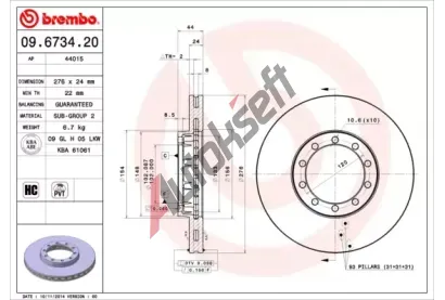 BREMBO Brzdov kotou - 276 mm BRE 09.6734.20, 09.6734.20
