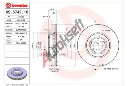 BREMBO Brzdov kotou - 255 mm BRE 09.6742.10, 09.6742.10