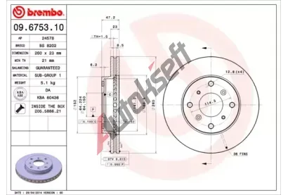 BREMBO Brzdov kotou - 260 mm BRE 09.6753.10, 09.6753.10