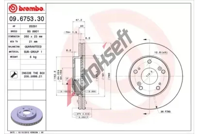 BREMBO Brzdov kotou - 260 mm BRE 09.6753.30, 09.6753.30
